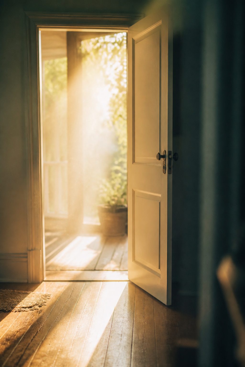 Warm light through an open doorway