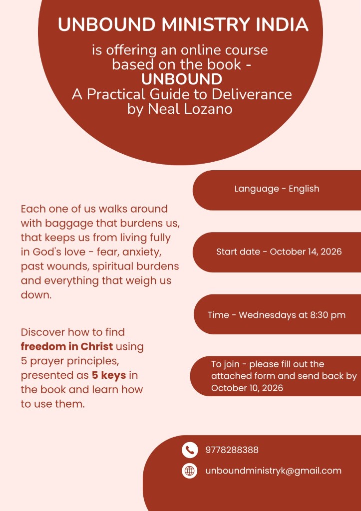 Flyer — Unbound Ministry India online course based on Unbound by Neal Lozano, starting 14 October 2026